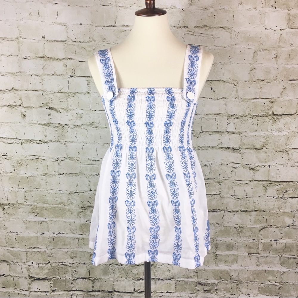 DKNY Sleeveless Embroidered Boho Top (Size S)